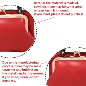 Monedero AndoBag para Mujer, Bolso de Mano de Cuero Vacuno Genuino, Cartera Vintage con Cierre de Beso, Bolsa de Almacenamiento de Gran Capacidad 1478 - Product Image 2
