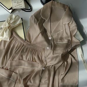 High Quality <strong>Women</strong> Sleepwear New Design Soft Cute Pijamas <strong>Long</strong> <strong>Sleeve</strong> and Pants <strong>Silk</strong> Satin Nightgown Leisure Home Wear <strong>Pajamas</strong>