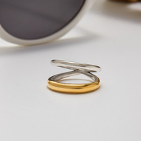 Bague Gaovo unisexe en acier inoxydable plaqué or 18 carats, bicolore, double couche, en forme de dôme, étanche, hypoallergénique, bijoux de mode pour tous les jours