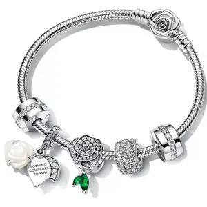 Pulsera de Plata de Ley <span class=keywords><strong>S925</strong></span> con Rosa, Donut y Mickey de la Serie Pan Family, Versátil y Elegante, Ideal para Regalar a tu Novia - Product Image 2