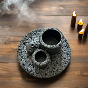 Porte-bâtonnets d'<span class=keywords><strong>encens</strong></span> Palo Santo en ciment multifonctionnel Brûleur de sauge blanche Exquis pour la décoration intérieure Yoga <span class=keywords><strong>Purificateur</strong></span> - Product Image 3