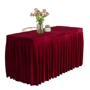 Mantel de terciopelo 100% polyester custom size welcome plain color solid design velvet tablecover table cloth