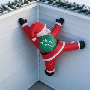 Modelo Inflable de Santa Claus Escalando la Pared de 2 Metros con Mochila Verde, Adorno Inflable para Exteriores - Product Image 2
