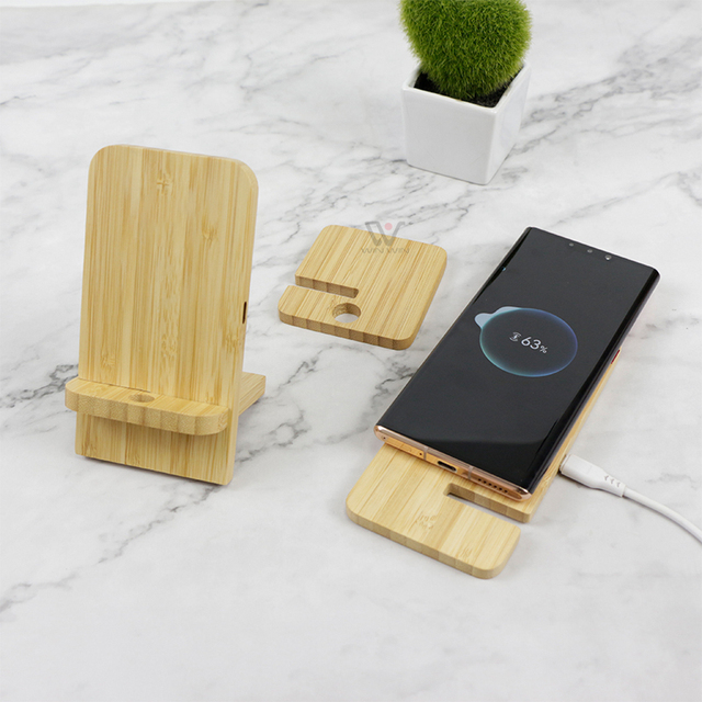 Universal Bamboo Wooden Wireless Charger Desktop Office Foldable Wood Phone Charging