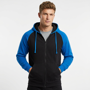 Sudadera con capucha y cremallera completa de manga raglán con logotipo personalizado, forro polar, unisex, estilo casual de invierno - Product Image 2