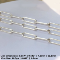 Chaîne en vrac de type trombone, véritable, 10 pieds, grande taille, pour bijoux, plaqué or 14K, pour bracelet et collier