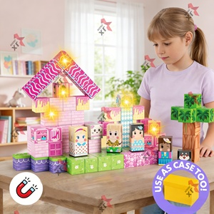 Set Educativo 3D di Tendenza 2026, Cubi Magnetici, Giocattoli per Bambini, Blocchi Magnetici Luminosi Rosa 'Il Mio Mondo' per Bambini - Product Image 5