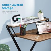 Aucun assemblage requis Petit bureau pliant Bureau d'ordinateur à 2 niveaux avec étagère Table pliable pour petits espaces