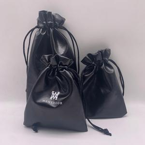 Best Selling Custom Velvet PU Leather <b>Drawstring</b> Headphone <b>Pouch</b> Dust Bag for Jewelry with Screen Printing for Gifts - Product Image 1