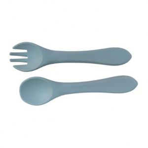 Juego de vajilla de silicona personalizada al por mayor, cuchara y tenedor suave de comedor para niños, complementos alimenticios para bebés - Product Image 2