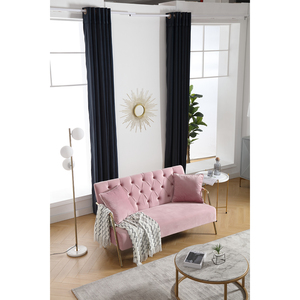 TOSEE Divano Letto a Due Posti Elegante e Moderno in Velluto Rosa con Struttura in Legno Design <span class=keywords><strong>Classico</strong></span> per <span class=keywords><strong>Soggiorno</strong></span> o Appartamento - Product Image 4