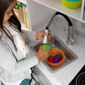 Jouets en bois Grande cuisine de jeu avec lumières et sons - Cuisine de jeu de rôle blanche Cadeau pour filles Écologique - Product Image 3