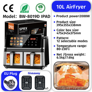 Freidora de Aire Inteligente Comercial Digital de Gran Capacidad con Pantalla Táctil, Doble Cesta de Acero Inoxidable, Horno Cuadrado para el Hogar - Product Image 2