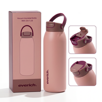 Bouteille d'eau isotherme en acier inoxydable avec couvercle à paille, personnalisable avec logo du fabricant, 14, 18, 24, 32, 40 oz