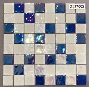 Mosaicos de vidrio iridiscente para piscina, azulejos de mosaico de <span class=keywords><strong>cristal</strong></span> de 4mm con respaldo de malla, fácil de pavé - Product Image 4