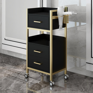 Chariot de Salon de Coiffure Portable Haut de Gamme 2026 Blanc et Or pour Outils de Coiffure et Beauté - Product Image 5