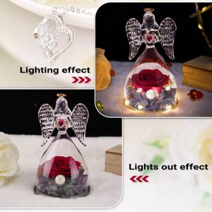 Nuovo design in vetro angel figurine per sempre rose conservate fiore eterno regalo di fiori per le donne - Product Image 4