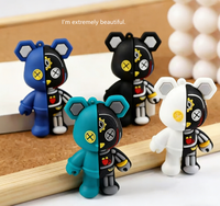 Nouveau porte-clés mécanique en époxy petit ours, personnalisé, dessin animé, pour couple, sac unisexe, pendentif créatif, ornement