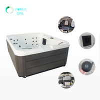 Jacuzzi Exterior Económico y Práctico, Modelo Familiar para 4 Personas, Spa con Cubierta
