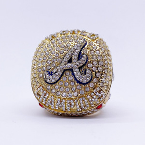 Anillo de Campeonato de los Atlanta Braves, Aleación de Oro, Diseño de Letra A, Engaste de Bisel, Joyería, Regalo - Product Image 1