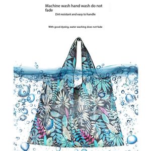 Bolsas de compras de nailon, bolsas de asas de poliéster plegables reutilizables, bolsa de comestibles impermeable ecológica - Product Image 6