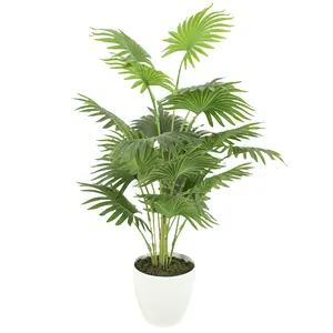 Enfeites de plantas sintéticas para decoração, venda quente de plantas sintéticas para jardim, decoração de casa, verde, plástico, tipo palmeira, anti-uv