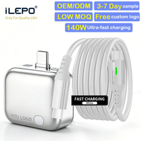 Chargeur GaN ultra-rapide 140W, portable, avec prise rétractable Type C, pour téléphone et ordinateur portable, OEM ODM, logo personnalisé, faible MOQ