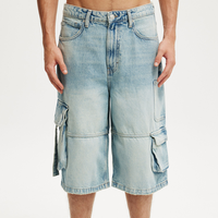 Shorts cargo baggy asymétriques pour homme, poches, jambe droite, taille mi-haute, denim, demi-jeans pour homme, décontracté, effet vieilli, pantalon décontracté