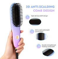 Brosse chauffante électrique professionnelle en céramique avec écran LCD et plaques en aluminium pour le lissage des cheveux féminins - Chauffage rapide