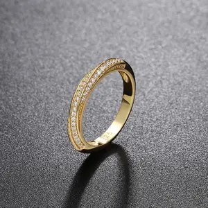 Gioielli raffinati S925 argento Sterling placcato oro Micro intarsio Moissanite anello delicatezza sposa anello di avvolgimento nuziale