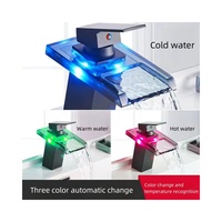 Lavabo à Led Cascade Robinet de Lavabo Lumineux à Led Lavabo Lavabo Lavabo en Laiton Robinet Mélangeur Eau Chaude Froide