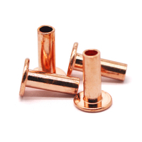 Rivet semi-tubulaire en cuivre rouge à tête bombée 4x2x3.2 mm certifié ISO 9001 finition argentée pour la fixation de quincaillerie de valises et sacs