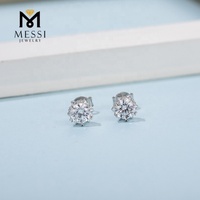 Ensemble de bijoux Messi, boucles d'oreilles, collier et bague en argent avec moissanite de 1 carat, flocon de neige, argent sterling 925, ensemble de bijoux de mariée