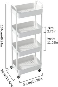 Wheeled Folding Detachable Design Plastic Trolley Modern High Precision Toilet Storage <b>Rack</b> Living Room Floor Mobile Snack - Product Image 2