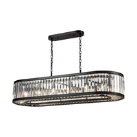 Lustre en cristal K9 transparent, luminaires de salle à manger, finition noire polie, lustres rectangulaires modernes