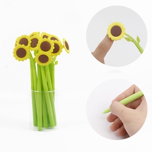 Mignon Unique Creative Coloré Tournesol Silicone Stylo Neutre 0.38mm Se Balançant Réduire La Pression Gel Stylo pour Le Bureau De L'école - Product Image 2