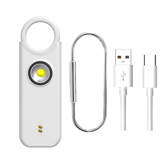 Personal Security Alarm Keychain Rechargeable Personal Safety Alarm LED Light Self Defense Keychain Women Kids OEM