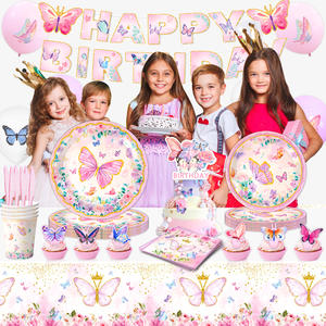 Purple <span class=keywords><strong>Butterfly</strong></span> Thanksgiving Party Decoração Suprimentos Customizáveis Back School Paper Plate Set Wholesale Birthday Party - Product Image 6