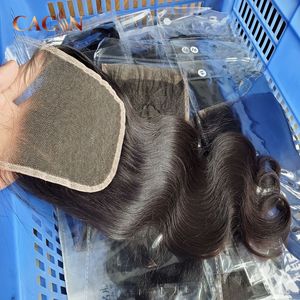 Cacin capelli umani grezzi frontali onda del corpo di chiusura dei capelli umani Remy brasiliani naturali di grande qualità - Product Image 6