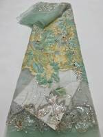 Tissu de dentelle perlée de luxe avec sequins brodés, style uni, tissu de mariée pour accessoires