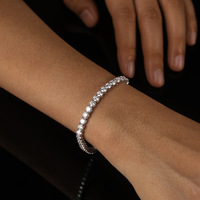 Bracelet Tennis en Argent Sterling 925 pour Femme, Or Rose, Moissanite Taille Complète 2/3/4/5mm, Testeur de Vérité Inclus, Idéal pour le Dropshipping