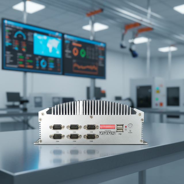 Embedded Computer Compact Industrial 199*238.7*90.7mm 6 Serial Port 6 USB VGA HD-Mi Dual Display PCIe Data Acquisition HMI EIP
