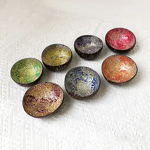 Nuova moda ART bowl unico guscio di noce di cocco personalizzato ciotole di candela in legno