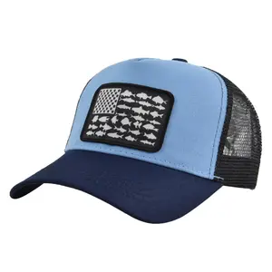 Wholesale 3D Embroidery Logo Custom High Quality Adjustable 5 Panel Mesh Curved Brim Truck Hat Baseball Caps