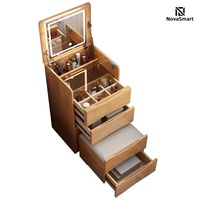 Coiffeuse moderne pour le maquillage avec miroir LED éclairé et tabouret escamotable, rangement multi-tiroirs, pour chambre à coucher
