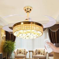 Ventilateur de plafond réversible à 6 vitesses et télécommande LED en cuivre de 42 pouces avec moteur à courant continu à 5 pales et support de fixation à intensité variable pour salon moderne