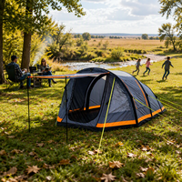 Tente de camping familiale gonflable Oxford avec imperméabilisation trois saisons, ouverture automatique rapide et ventilation respirante