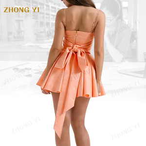 Fabricante de ropa personalizada última colección de moda elegante verano Mujer moda melocotón Jacquar después de fiesta Mini vestidos - Product Image 2