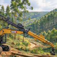 Matériel forestier XUVOL 28m : Grue forestière à flèche télescopique pour excavatrice de 15 tonnes, grappin à bois pour exploitation forestière en pente et sur collines