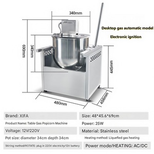 Nueva Máquina de Palomitas de Maíz Semiautomática con Calentamiento a Gas, con Paleta Mezcladora y Cuchara, 220V, Alta Productividad - Product Image 2